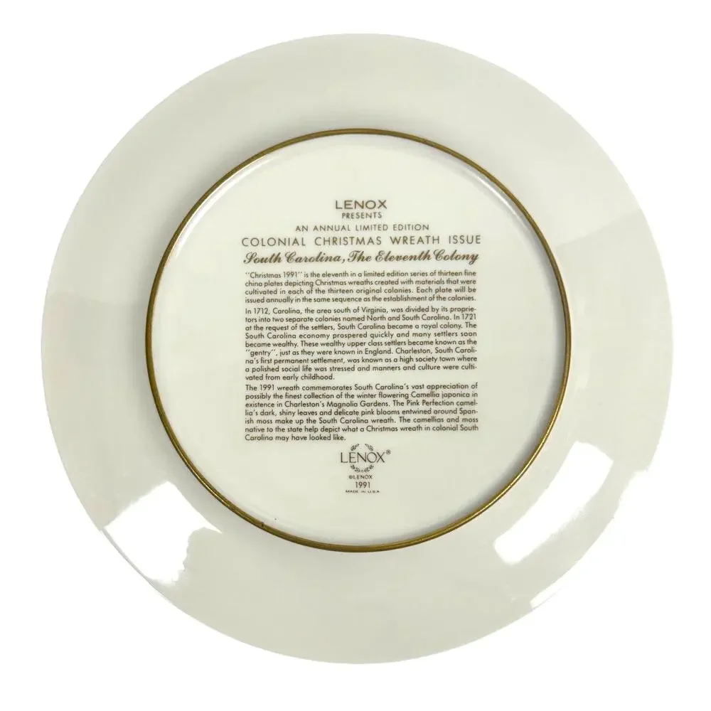 Lenox Limited Edition 1991 and 1992 Colonial Christmas Wreath Issue-Set of 2